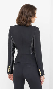 ROBBY VEGAN LEATHER COMBO PONTE JACKET