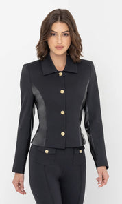 ROBBY VEGAN LEATHER COMBO PONTE JACKET