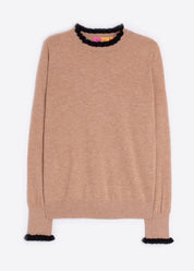 KNITWEAR JERSEY VOLANTES BEIGE BLACK