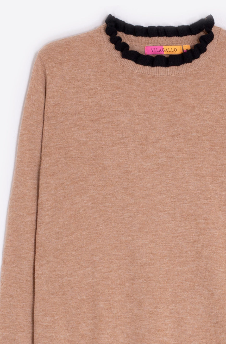 KNITWEAR JERSEY VOLANTES BEIGE BLACK