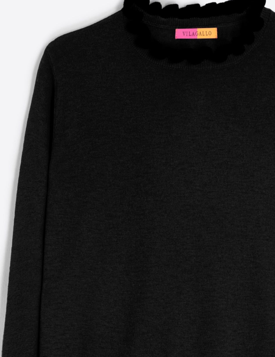 KNITWEAR JERSEY VOLANTES BEIGE BLACK