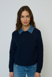 DASH DENIM COLLAR PULLOVER