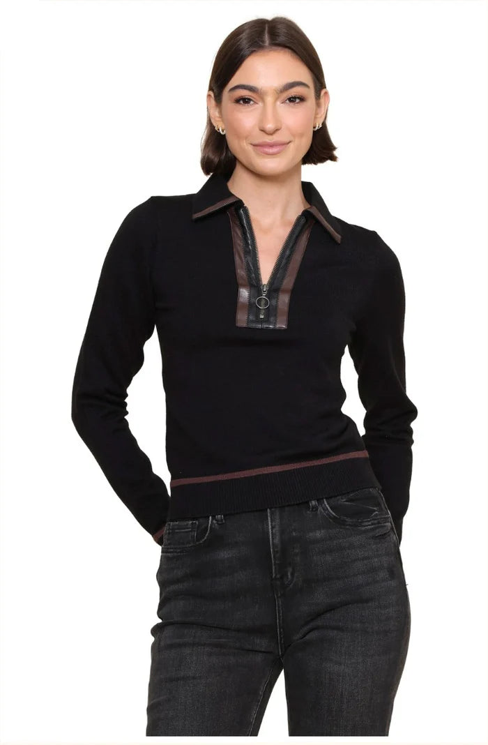 NAOMI VEGAN ZIP COMBO SWEATER