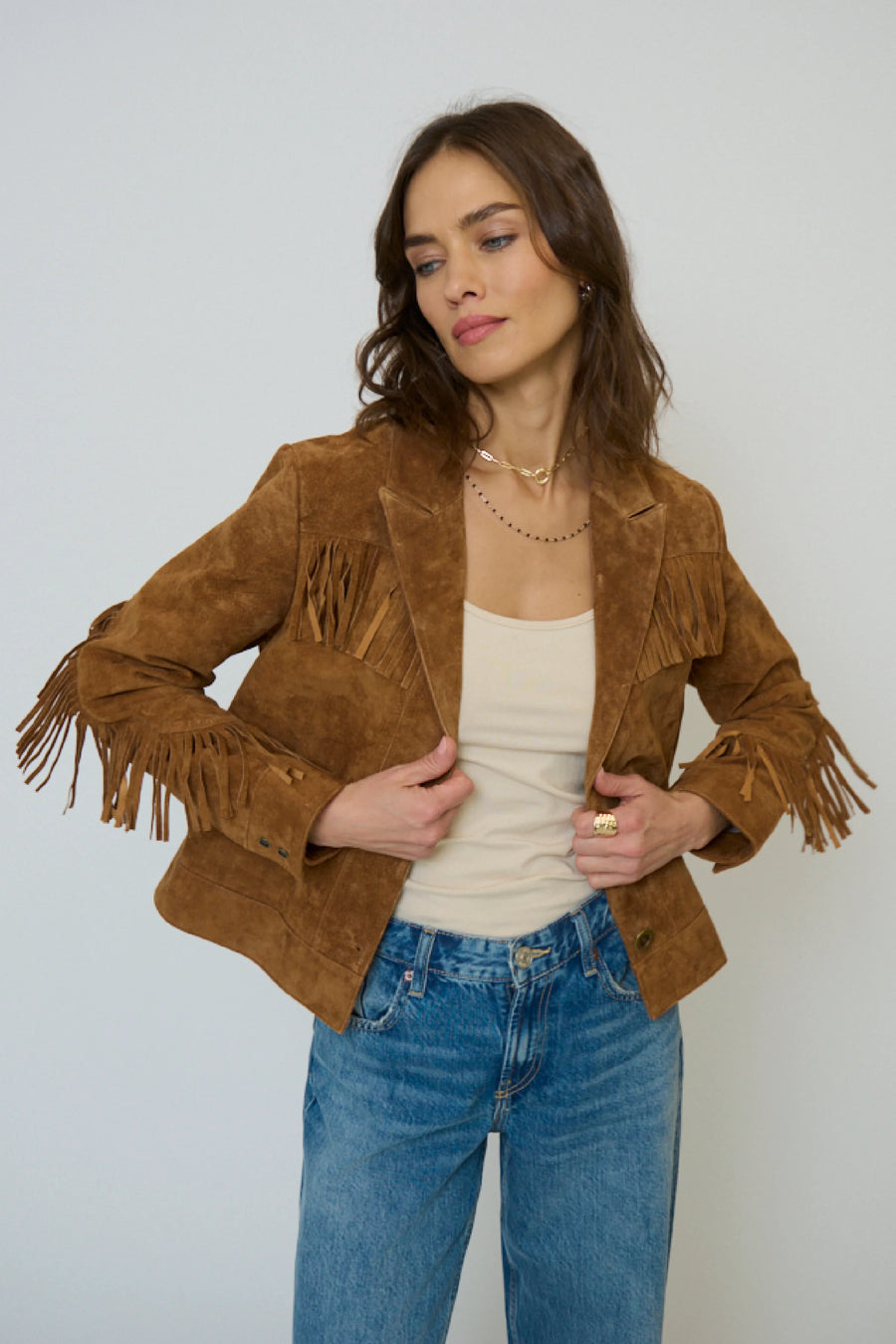ATLAS GENUINE SUEDE FRINGE BLAZER
