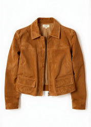 SULLIVAN SUEDE CROPPED JACKET | COGNAC