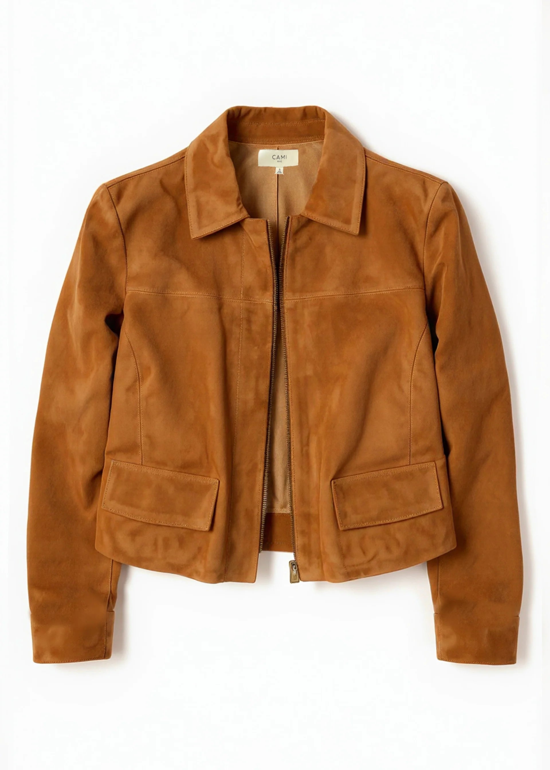 SULLIVAN SUEDE CROPPED JACKET | COGNAC
