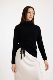 BRODIE RUCHED HIGH NECK SHIRT