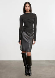 KNEE LENGTH LEATHER SKIRT