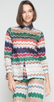 GREEN HERRINGBONE LUREX JACQUARD SHIRT