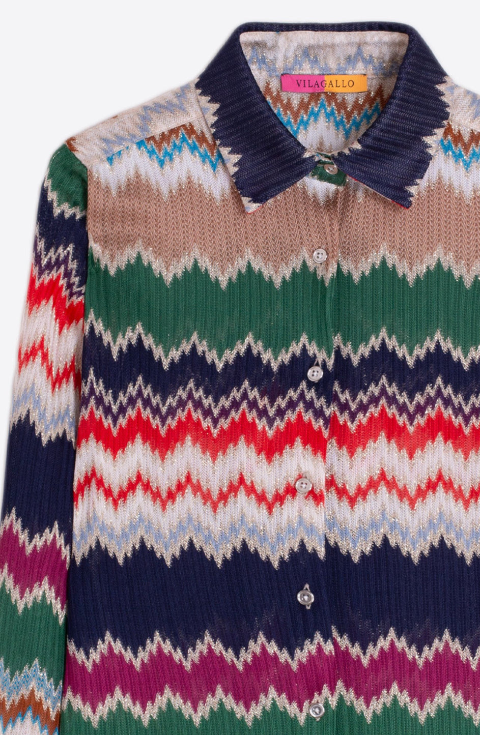 GREEN HERRINGBONE LUREX JACQUARD SHIRT