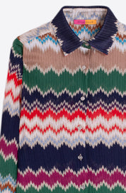 GREEN HERRINGBONE LUREX JACQUARD SHIRT