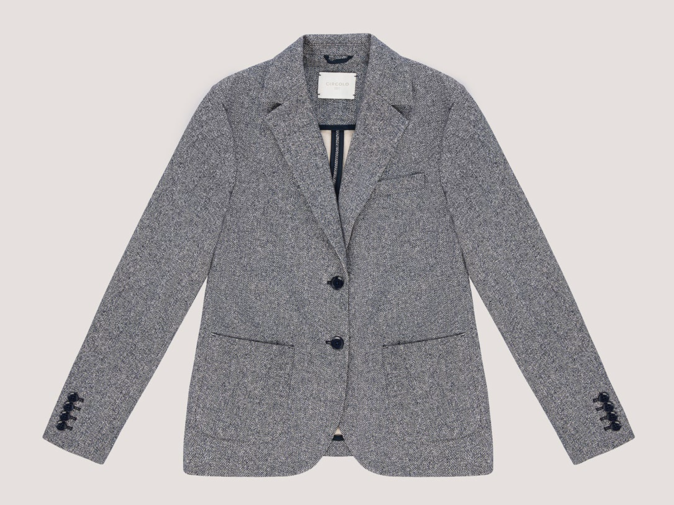 HERRINGBONE SLIM FIT JACKET | Nero
