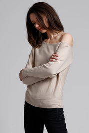 Cotton Cashmere Off The Shoulder Top