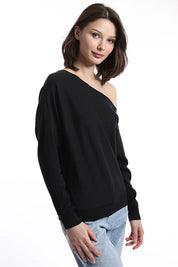 Cotton Cashmere Off The Shoulder Top