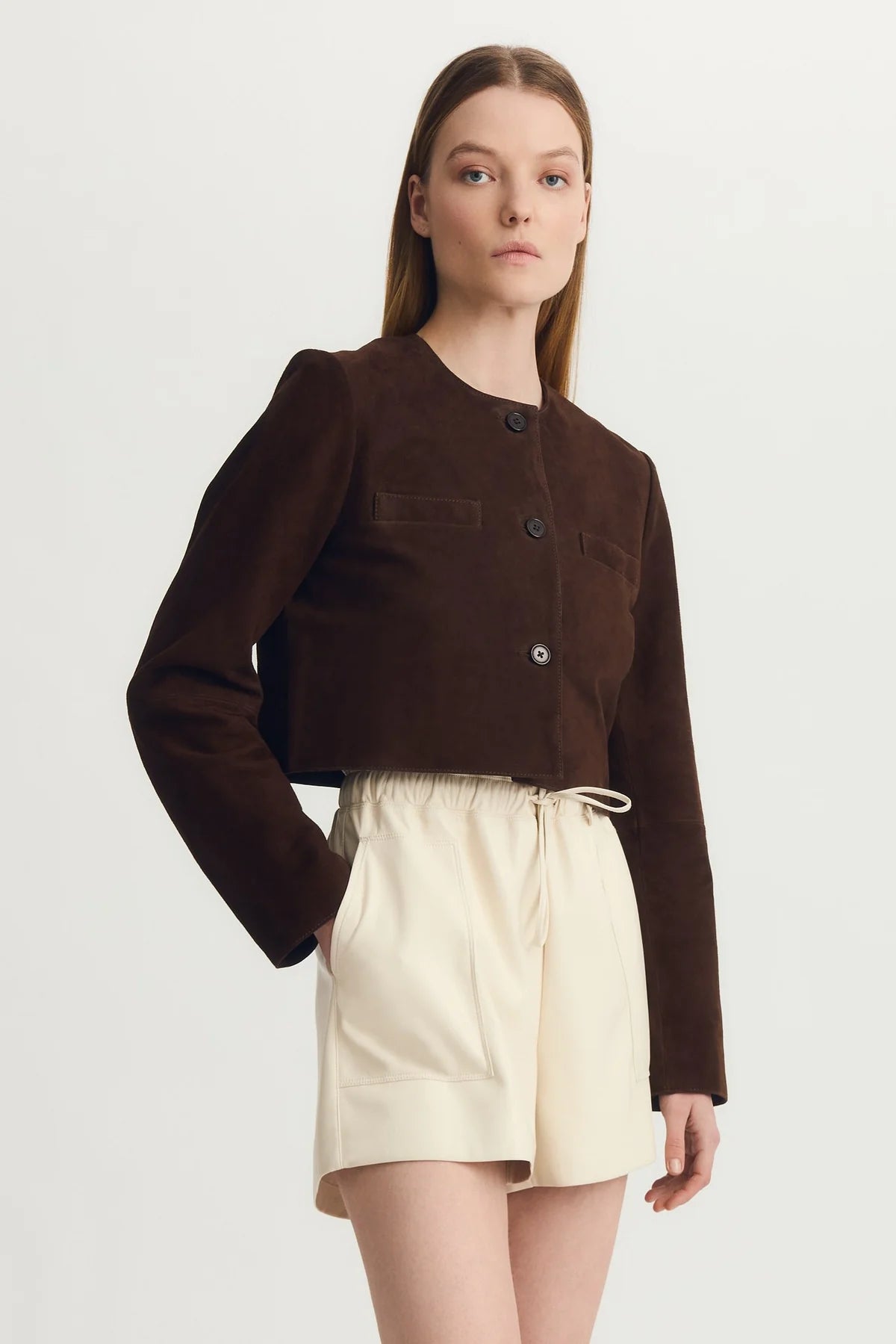 GLENDA JACKET-BROWN SUEDE