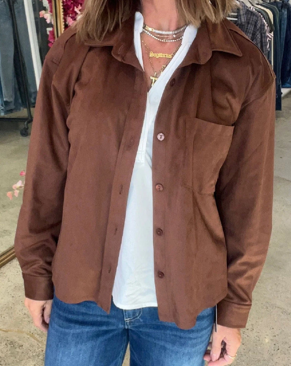 DRIANE SHIRT | Brown Suede