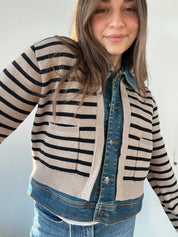RYLIE DENIM TRIM JEAN JACKET | Mushroom Black