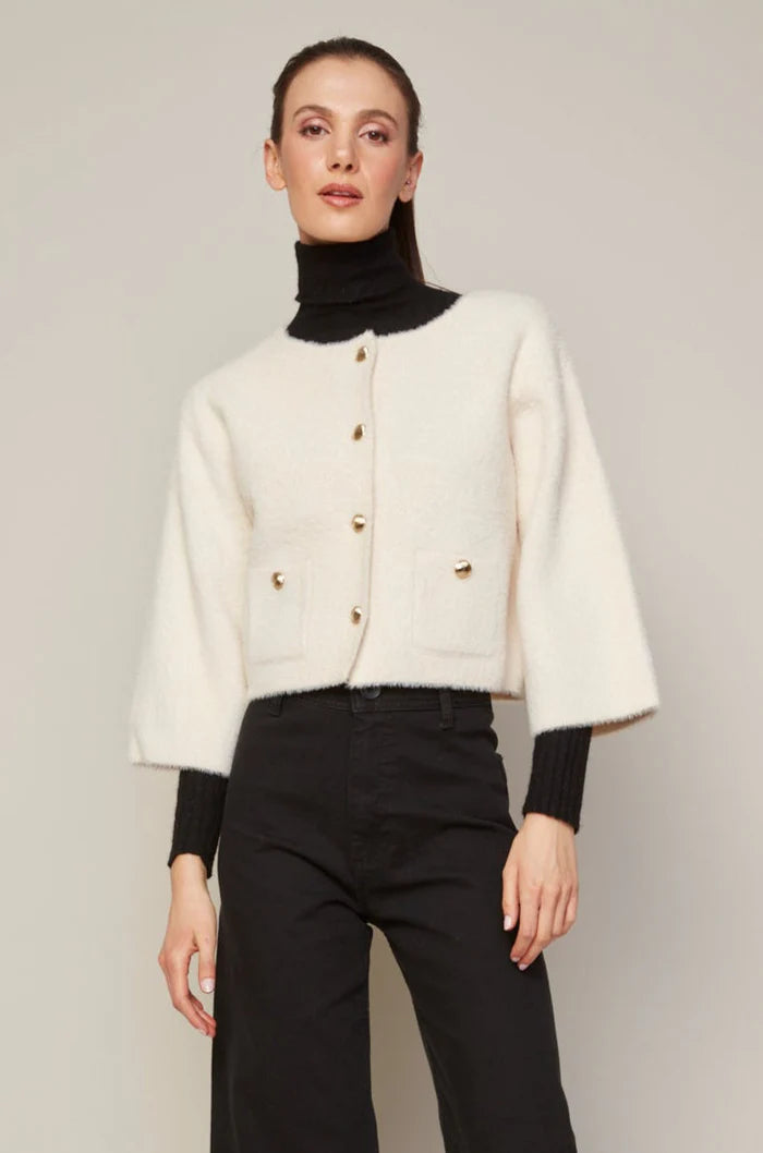 BRONTE BUTTONED FRONT CARDIGAN WITH PATCH POCKETS