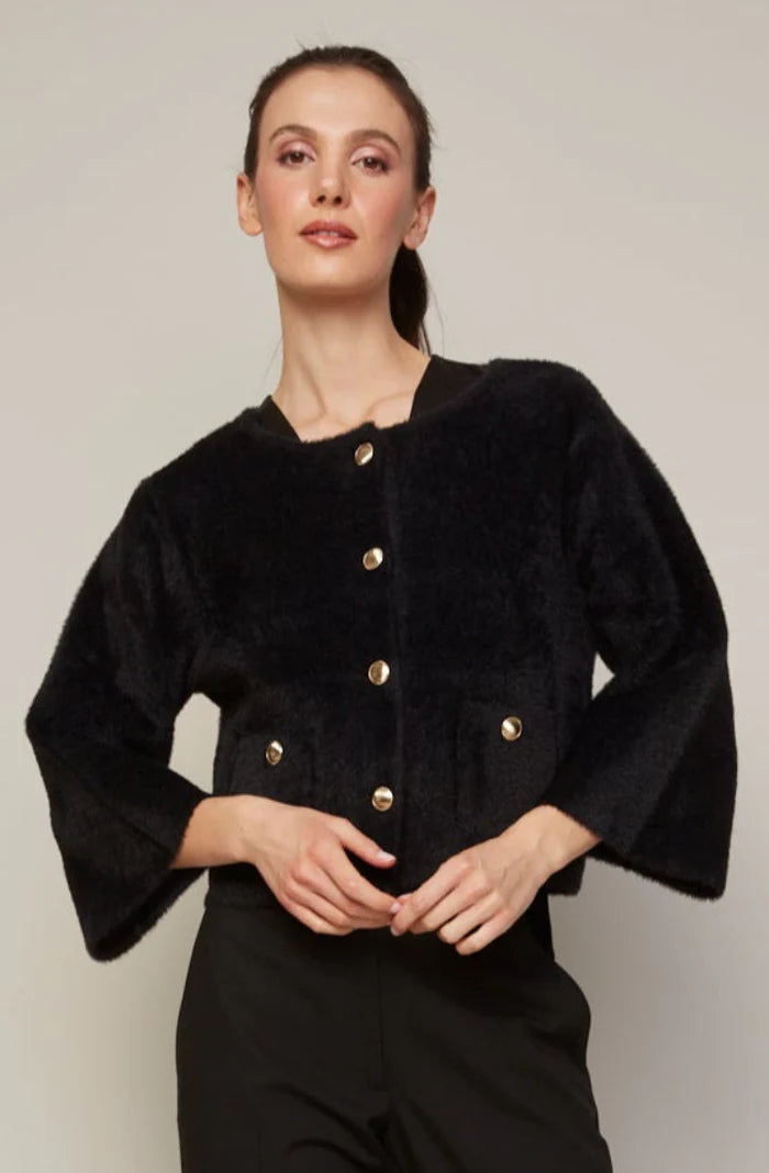 BRONTE BUTTONED FRONT CARDIGAN WITH PATCH POCKETS