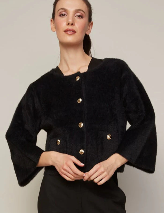 BRONTE BUTTONED FRONT CARDIGAN WITH PATCH POCKETS