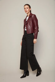 Ninon short vegan leather open front jacket