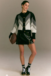 FUZZY CHEVRON CARDIGAN