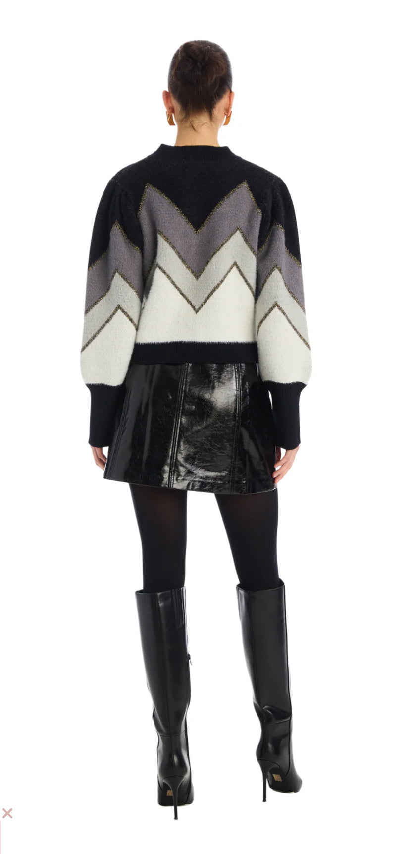 FUZZY CHEVRON CARDIGAN