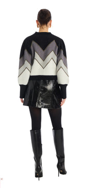 FUZZY CHEVRON CARDIGAN