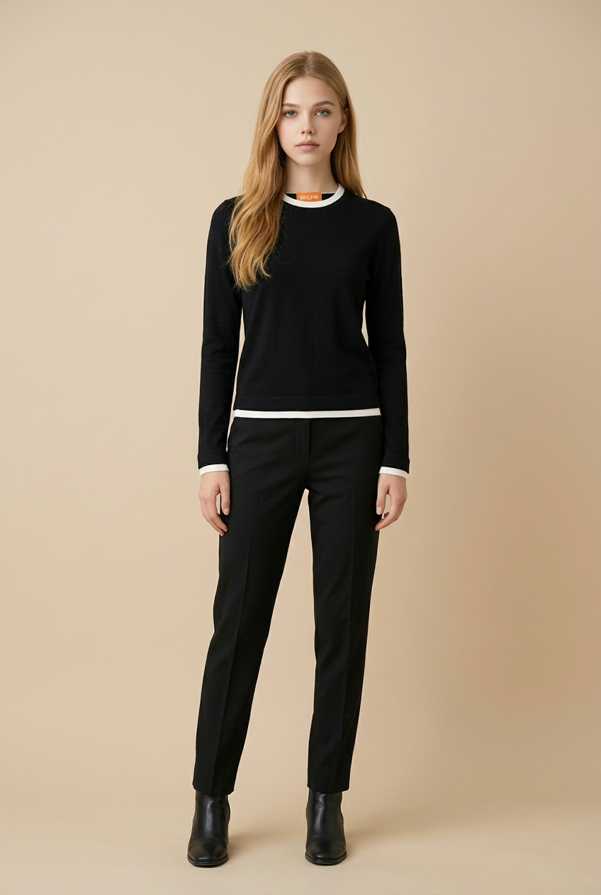 Double Contrast Trim Slim Fit Crew
