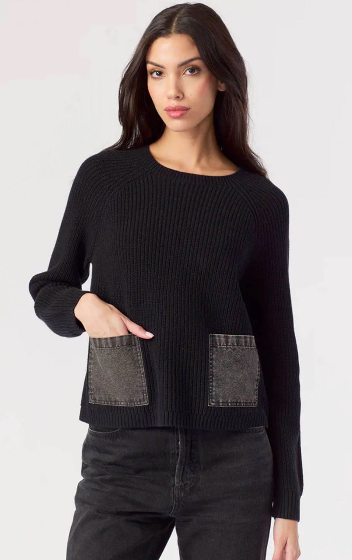 Denim 2 Pocket Shaker Crew