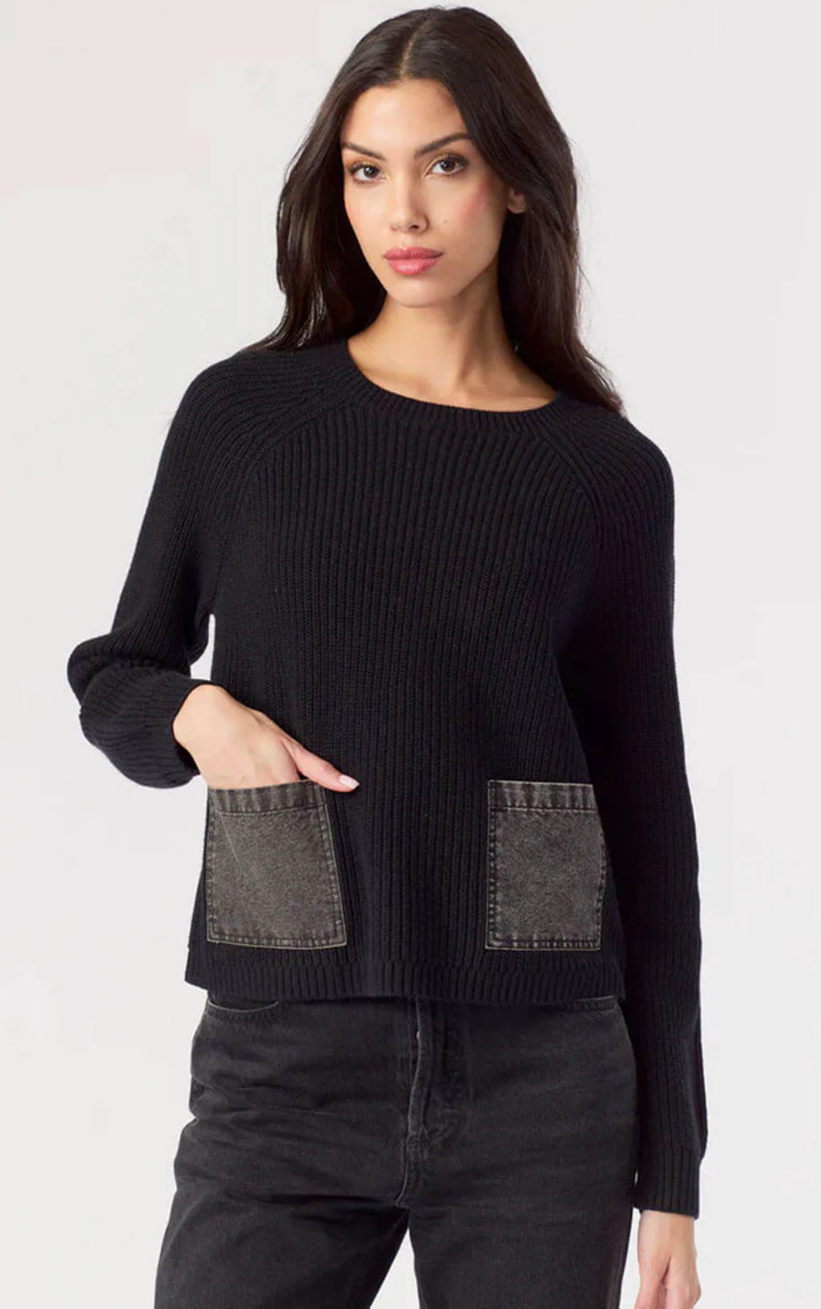Denim 2 Pocket Shaker Crew