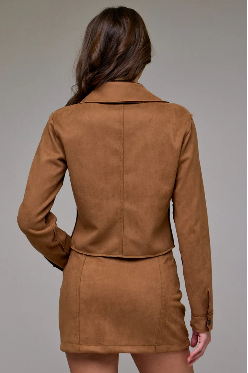 Abbey Shrunken Suede Button Up Shirt | Suede Caramel