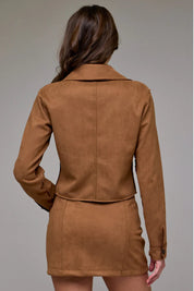 Abbey Shrunken Suede Button Up Shirt | Suede Caramel