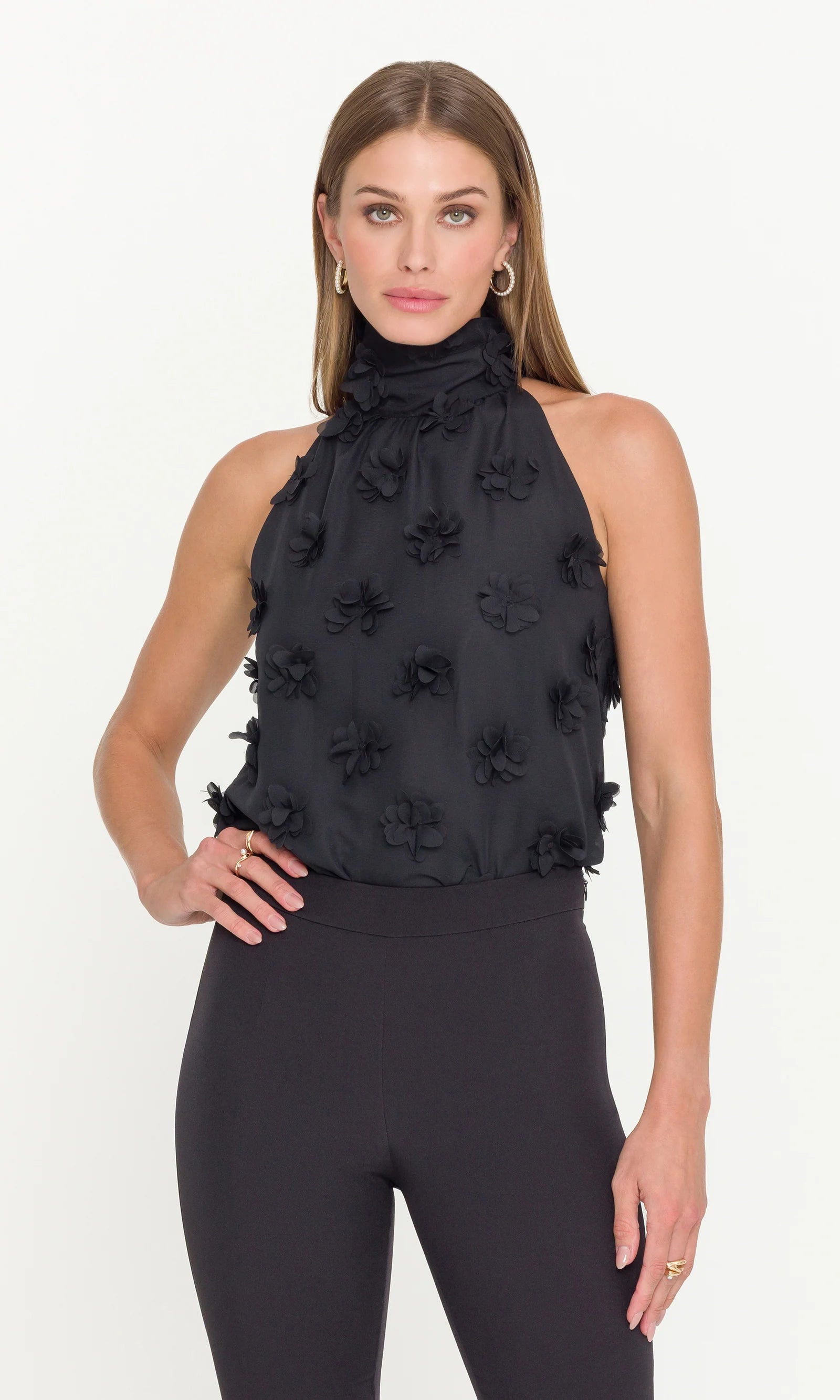 IRINA 3D FLORAL HALTER BLOUSE