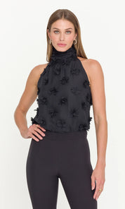 IRINA 3D FLORAL HALTER BLOUSE