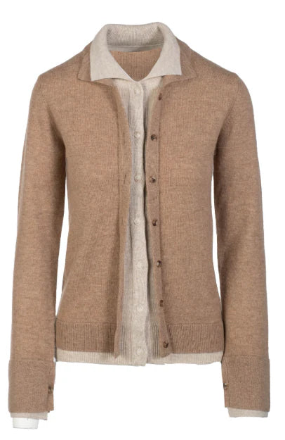 Layered Collared Cardigan