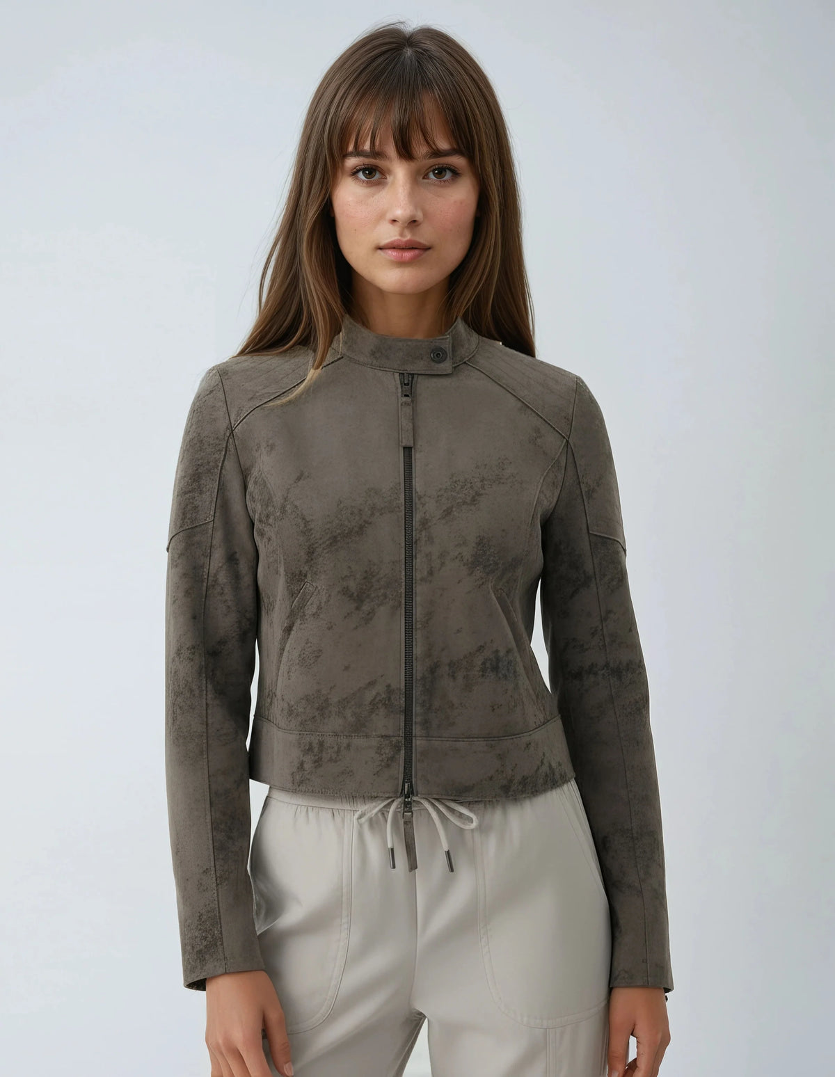 BOWERY DISTRESSED SUEDE MOTO JACKET