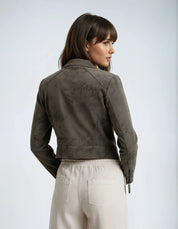 BOWERY DISTRESSED SUEDE MOTO JACKET