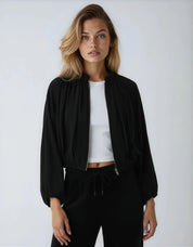 CHRYSTIE DRAPED STRETCH CUPRO JACKET