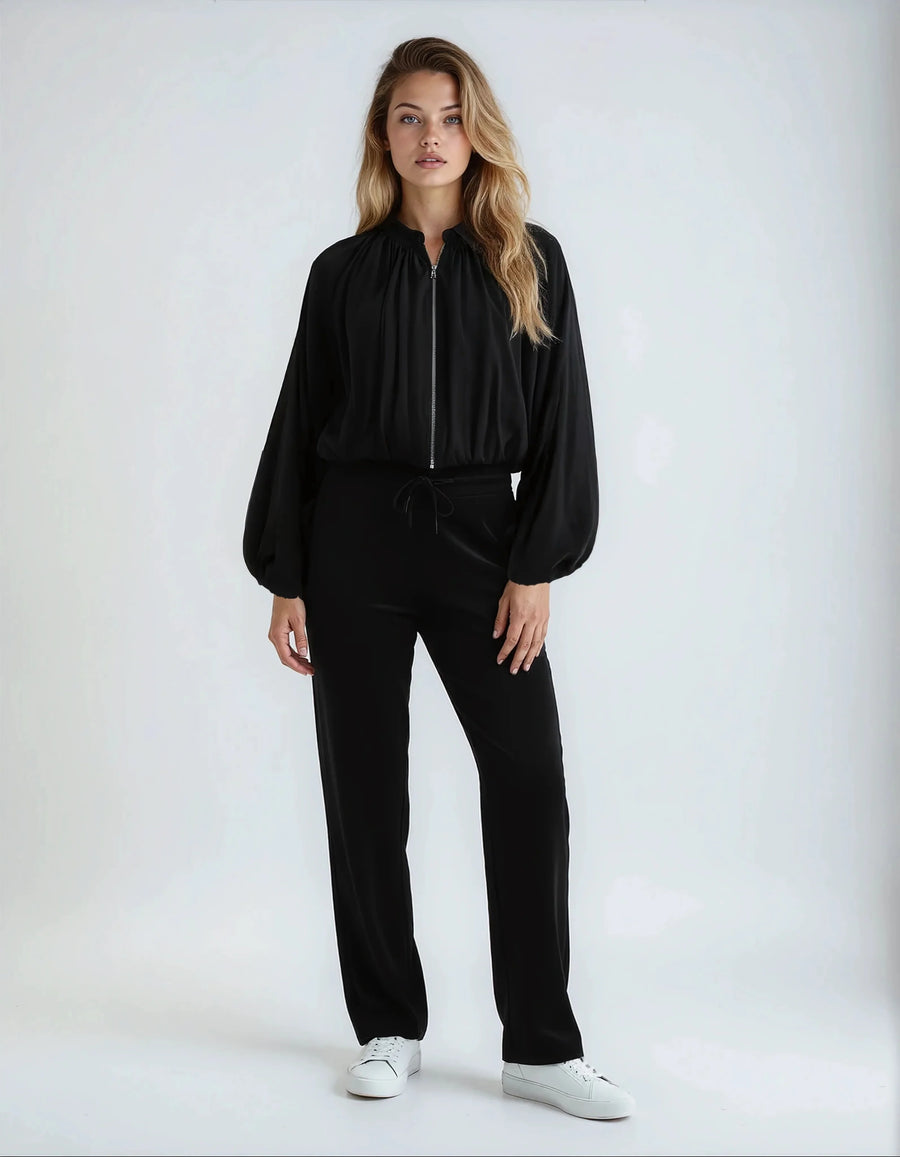 CHRYSTIE DRAPED STRETCH CUPRO JACKET