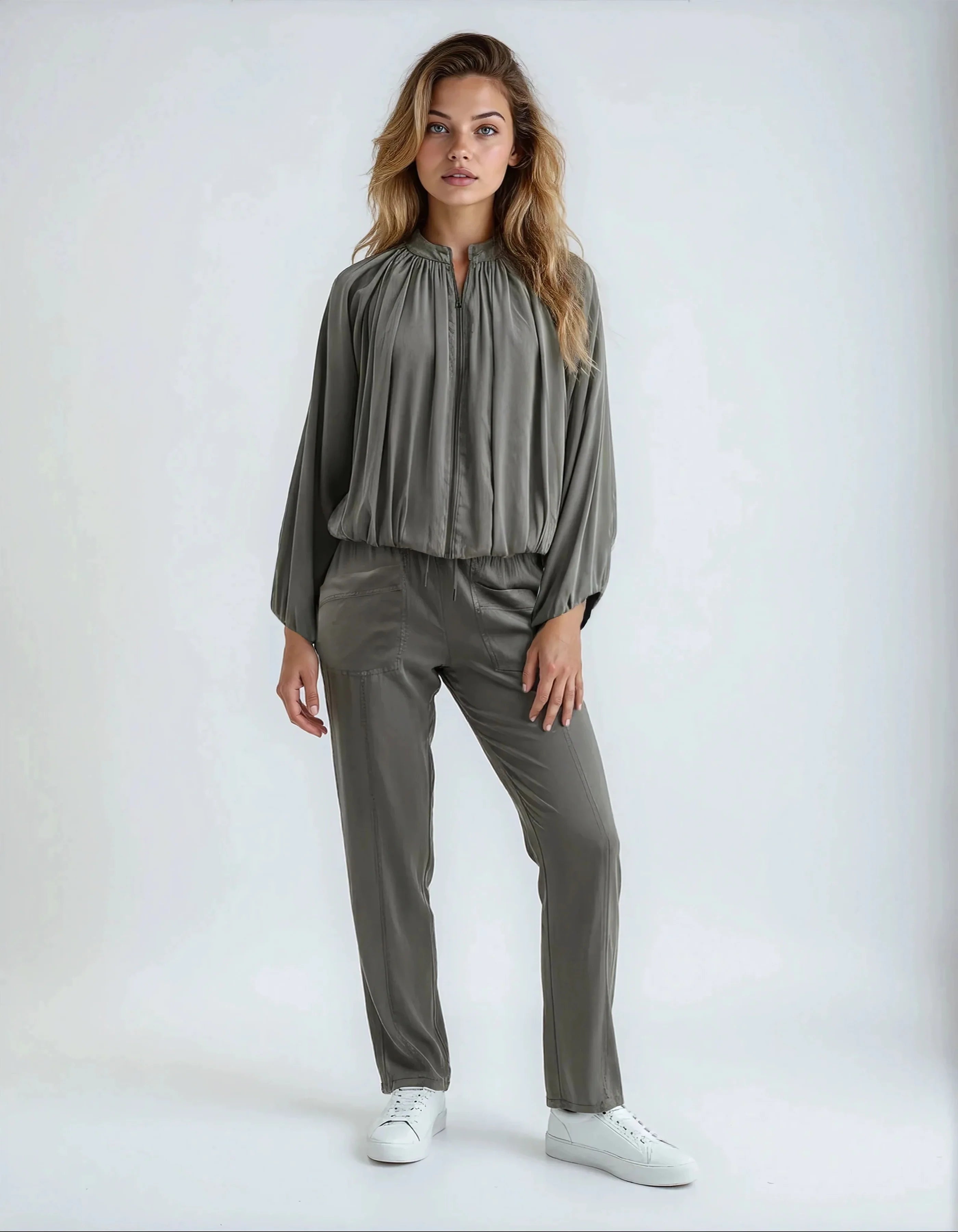 CHRYSTIE DRAPED STRETCH CUPRO JACKET