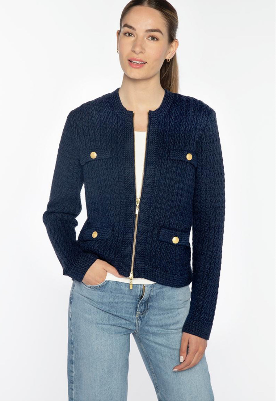 TEXTURED ZIP CARDIGAN