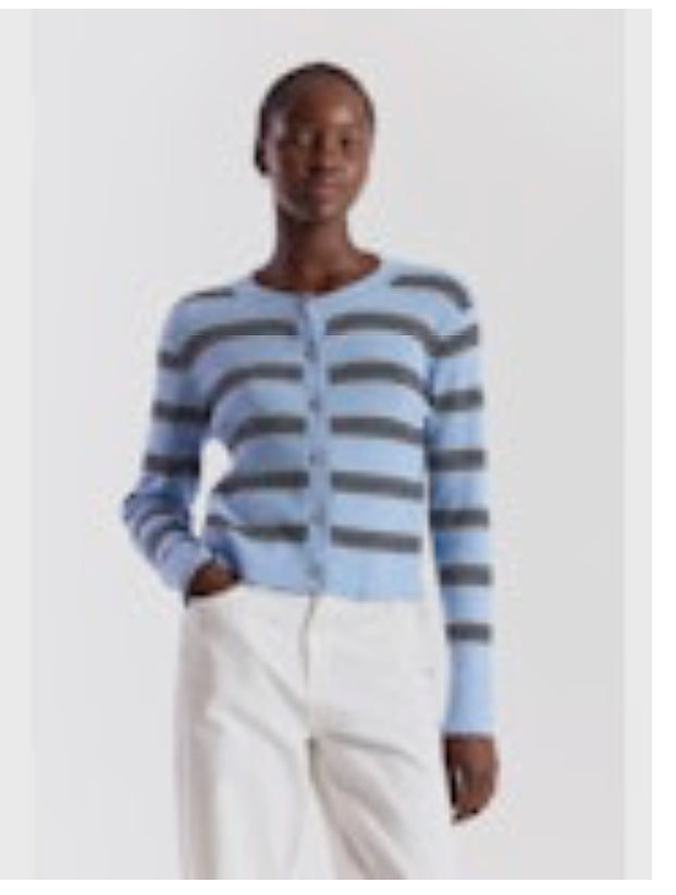 Stripe rib cardigan