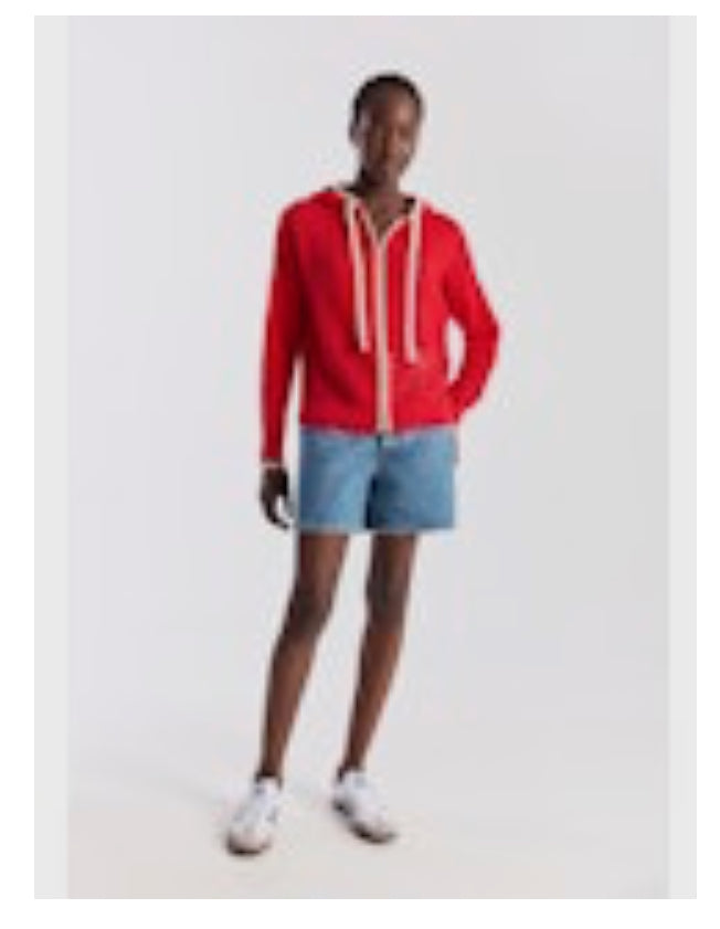 Mix pointelle zip hoodie