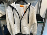 Mix pointelle zip hoodie
