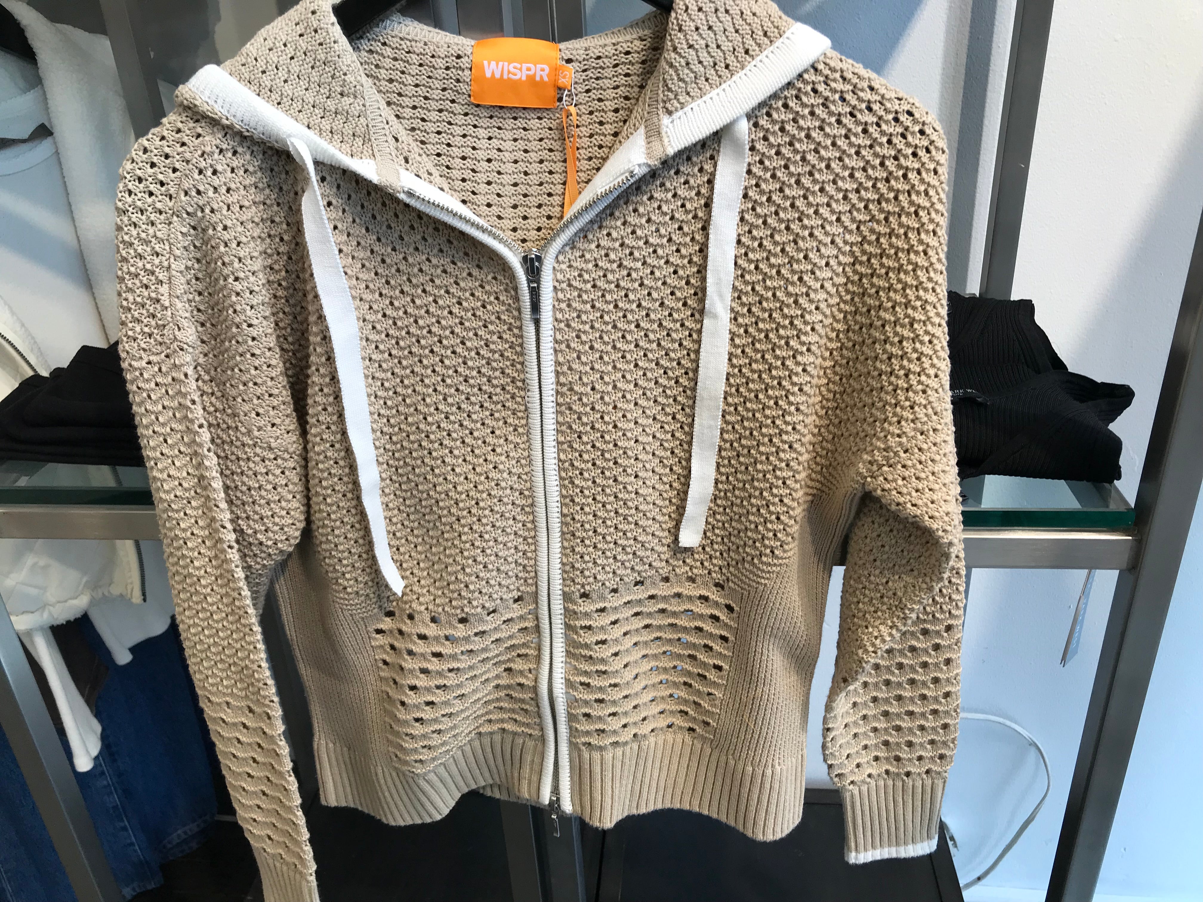 Mix pointelle zip hoodie