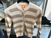 Stripe rib cardigan