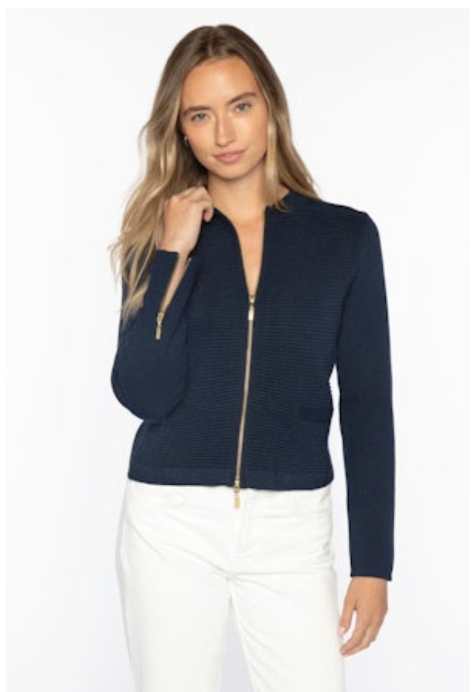 FITTED ZIP CARDIGAN