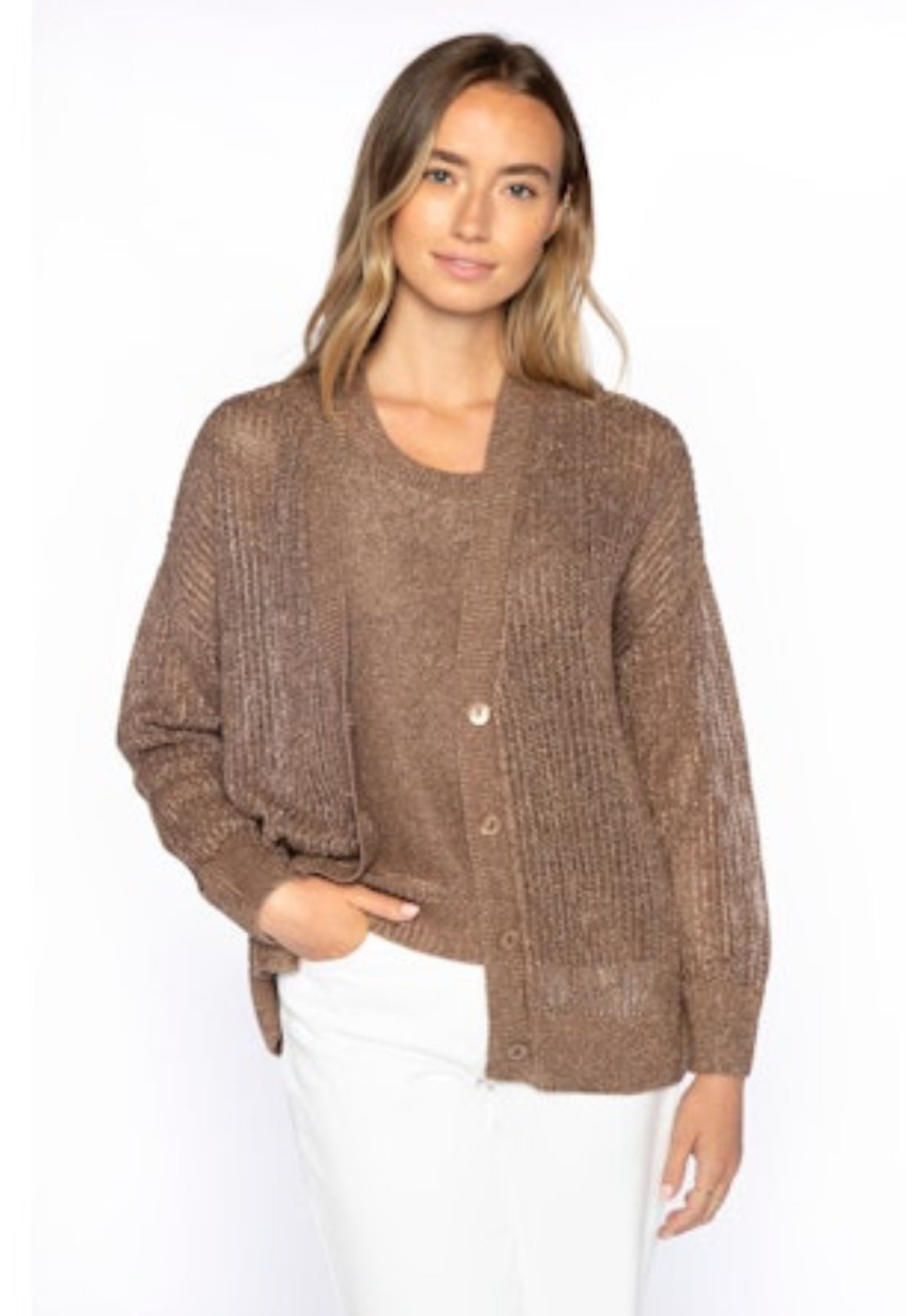 OPEN TEXTURE LUREX CARDIGAN