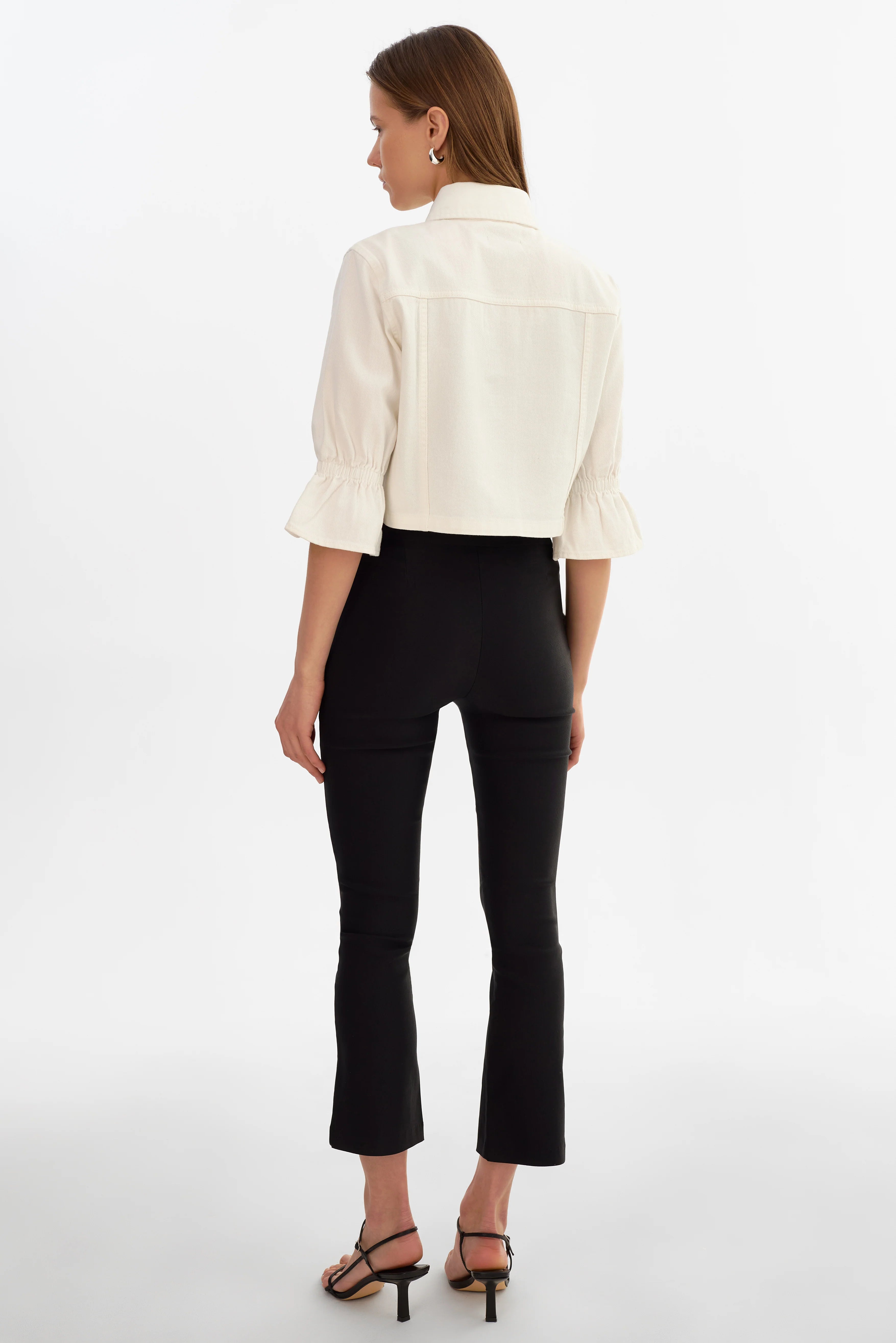 CAROLINA D | DENIM RUFFLE SLEEVE JACKET